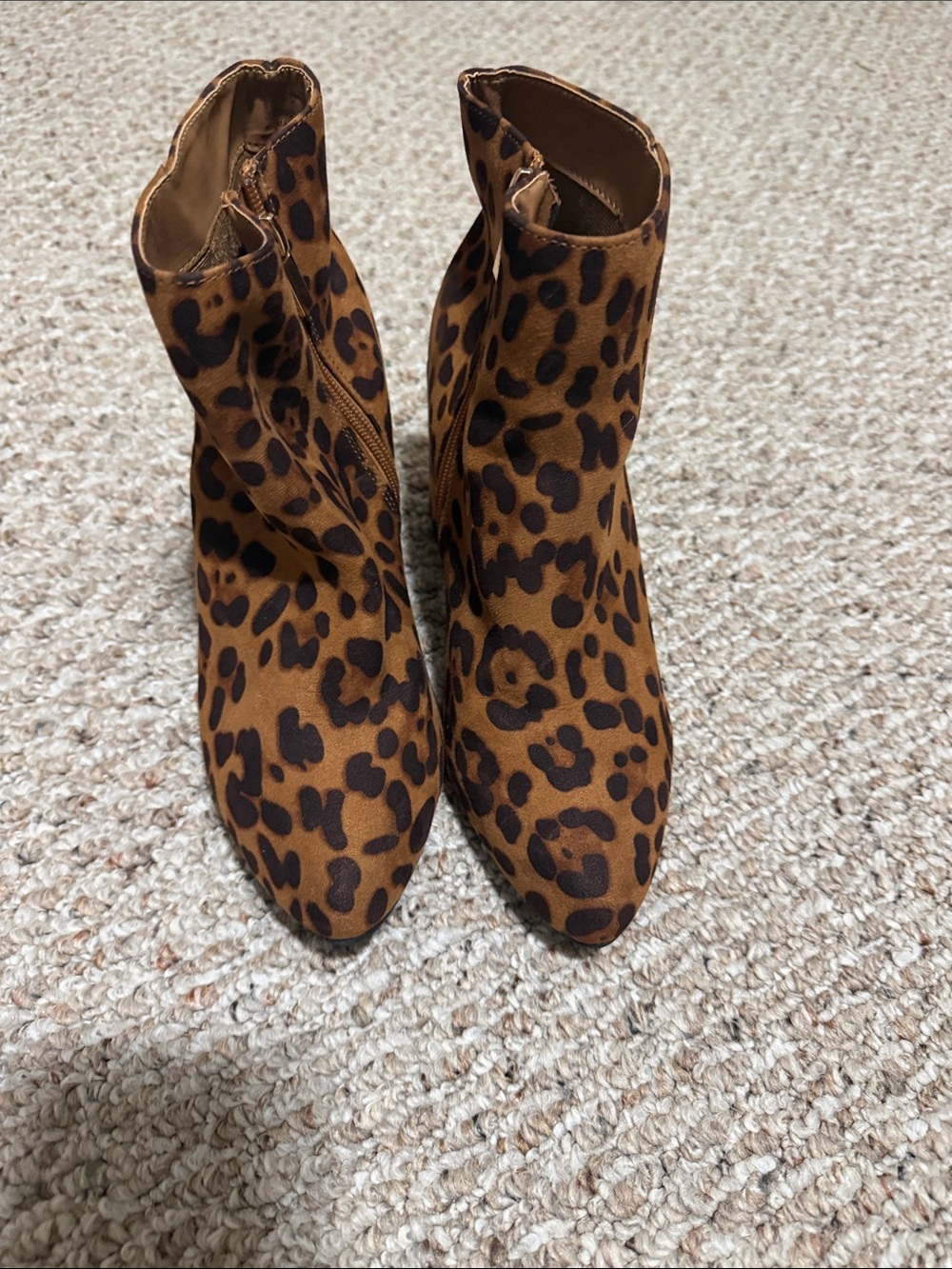 Leopard Print Women's Ankle Boots - Brown
